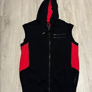 Guess Black and Red Hooded Vest